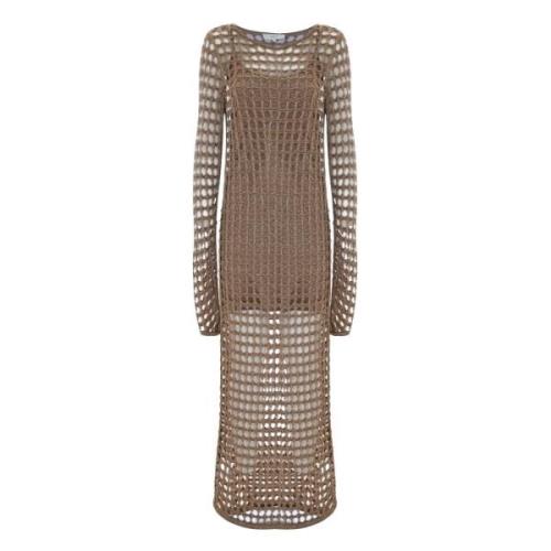 Lange jurk met mesh-effect Kocca , Beige , Dames