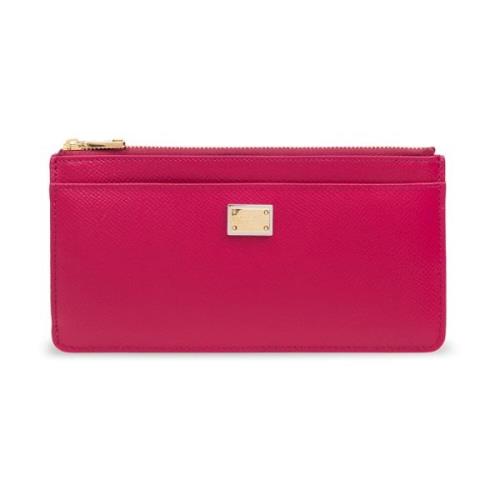 Leren portemonnee met logotoepassing Dolce & Gabbana , Pink , Dames