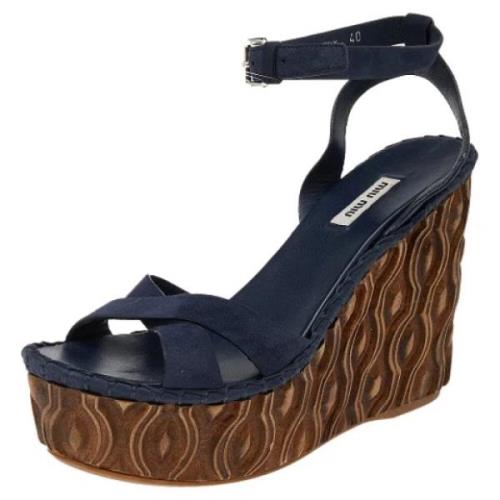 Pre-owned Suede sandals Miu Miu Pre-owned , Blue , Dames