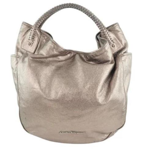 Pre-owned Leather handbags Salvatore Ferragamo Pre-owned , Gray , Dame...