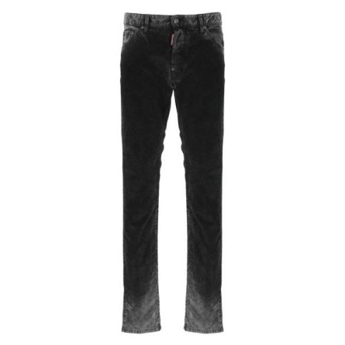 Zwarte Katoenen Fluwelen Jeans voor Mannen Dsquared2 , Black , Heren