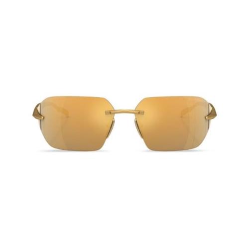 Gouden Zonnebril met Originele Hoes Prada , Yellow , Dames