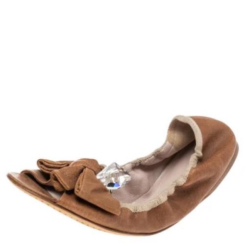 Pre-owned Leather flats Miu Miu Pre-owned , Brown , Dames