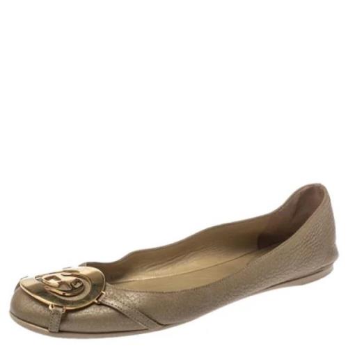 Pre-owned Leather flats Gucci Vintage , Yellow , Dames