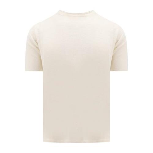 Wit Linnen Crew-neck T-shirt Roberto Collina , White , Heren