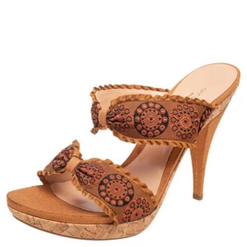 Pre-owned Fabric sandals Sergio Rossi Pre-owned , Brown , Dames