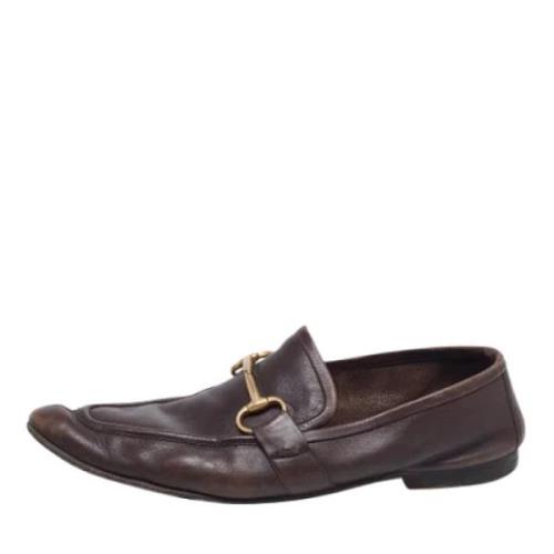 Pre-owned Leather flats Gucci Vintage , Brown , Dames