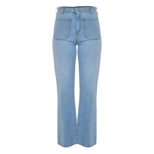 Flared high-waisted jeans met voorzakken Kocca , Blue , Dames