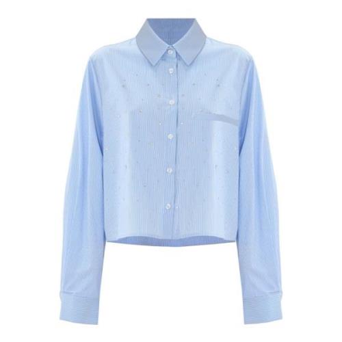 Gestreepte Katoenen Shirt met Glanzende Details Kocca , Blue , Dames