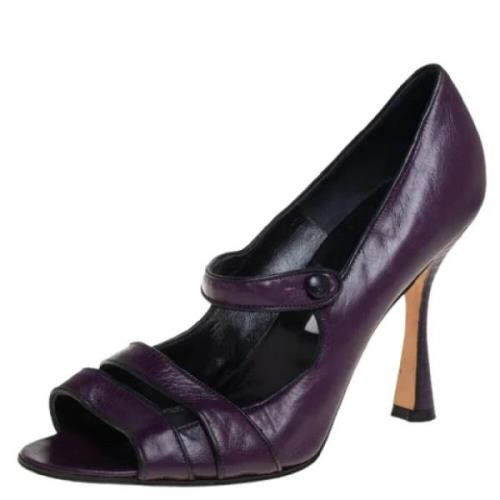 Pre-owned Leather heels Manolo Blahnik Pre-owned , Purple , Dames