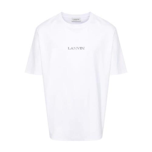 Geborduurd Logo Witte T-shirts en Polos Lanvin , White , Heren
