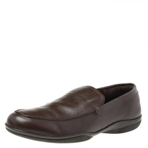 Pre-owned Leather flats Prada Vintage , Brown , Dames