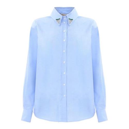 Katoenen shirt met glanzende details Kocca , Blue , Dames