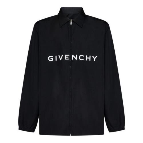 Zwarte Shirts met Ritssluiting en Archetype Print Givenchy , Black , H...