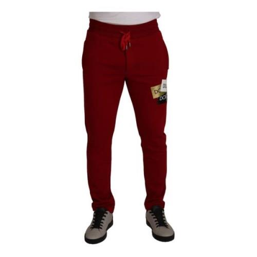 Rode Logo Patch Jogging Sweat Pants Dolce & Gabbana , Red , Heren