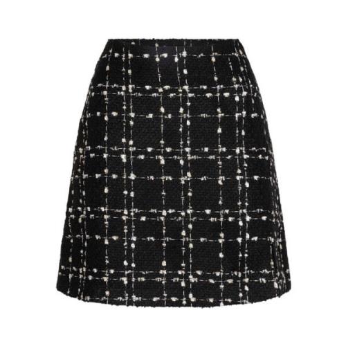 Zwart-witte tweed bouclé rok Dante 6 , Black , Dames