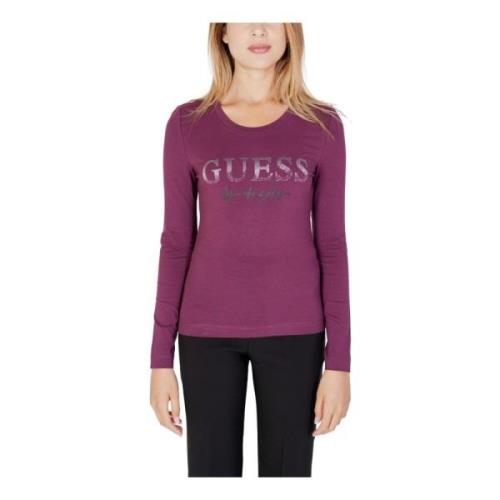 Paarse Print Lange Mouw T-shirt Guess , Purple , Dames