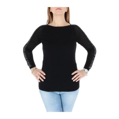 Zwarte Ronde Hals Gebreide Trui Pinko , Black , Dames