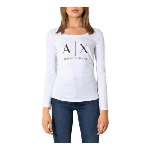 Witte T-shirt met Lange Mouwen en Ronde Hals Armani Exchange , White ,...