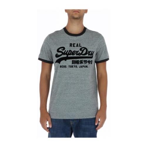 Grijze Bedrukte Korte Mouw T-shirt Superdry , Gray , Heren