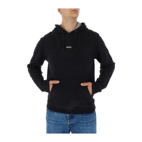 Zwarte Bedrukte Hoodie Hugo Boss , Black , Heren