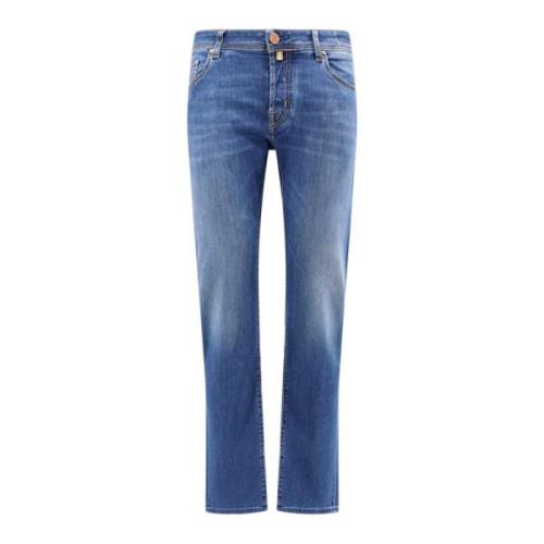 Blauwe Slim Fit Jeans met Metalen Knoopsluiting Jacob Cohën , Blue , H...