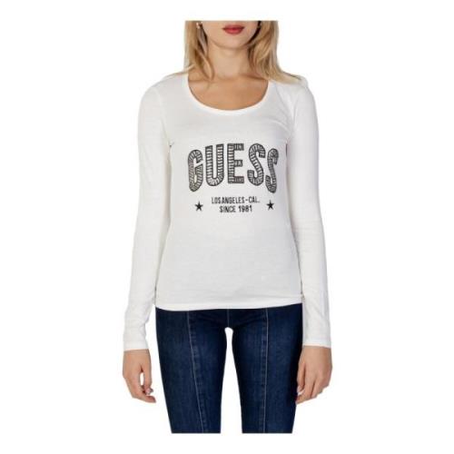 Gedrukt T-shirt met Lange Mouwen voor Vrouwen Guess , White , Dames