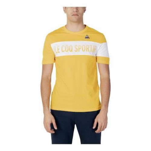 Gele Print T-shirt voor Heren le coq sportif , Yellow , Heren