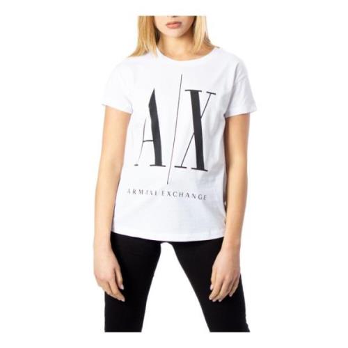 Witte Bedrukte Dames T-shirt Armani Exchange , White , Dames