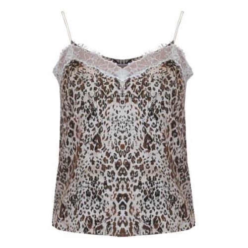 Top met dierenprint en kanten inzetstuk Kocca , Multicolor , Dames