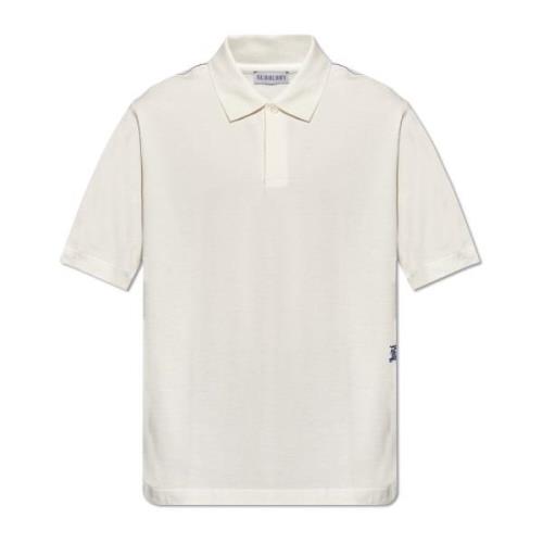 Polo shirt met geborduurd logo Burberry , White , Heren