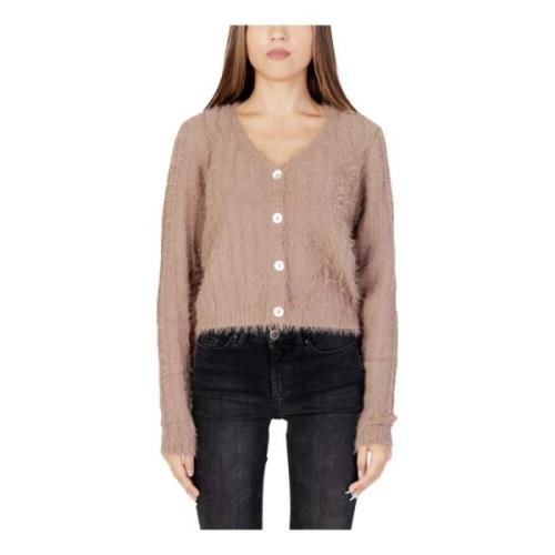 Bruine V-Hals Knoopsluiting Cardigan Vero Moda , Brown , Dames