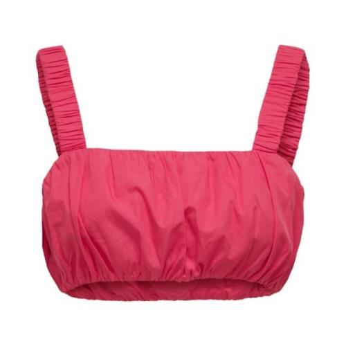 Roze Katoenen Top met Vierkante Halslijn Only , Pink , Dames