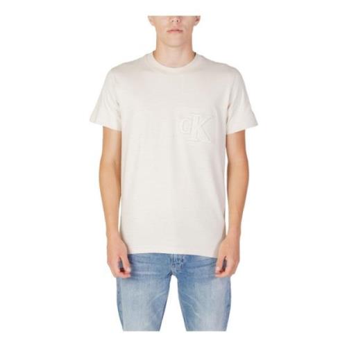 Beige Korte Mouw T-shirt Calvin Klein Jeans , Beige , Heren