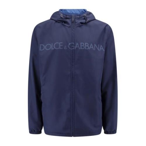 Blauwe Hoodie met Rits Dolce & Gabbana , Blue , Heren