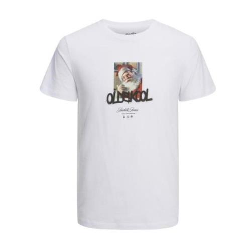 Witte Bedrukte Katoenen T-shirt Jack & Jones , White , Heren