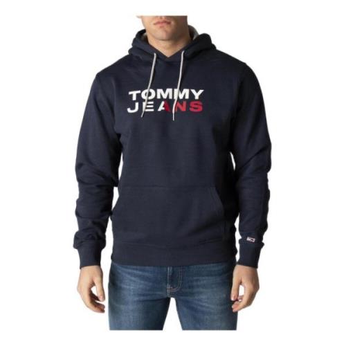 Blauwe Print Hoodie Tommy Jeans , Blue , Heren