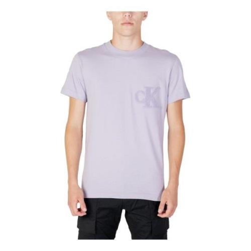 Lila Korte Mouw T-shirt Calvin Klein Jeans , Purple , Heren