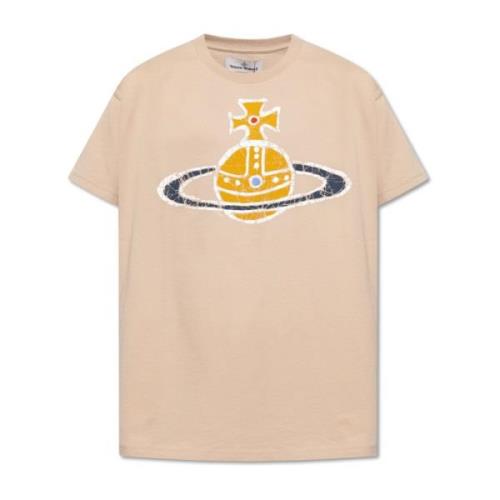 T-shirt met logo Vivienne Westwood , Beige , Heren