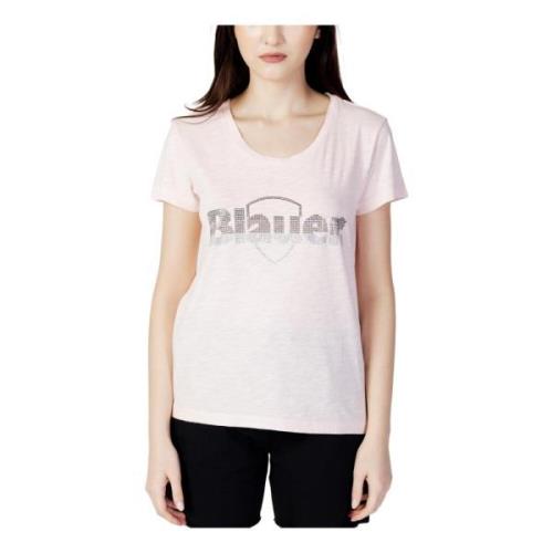 Roze Rhinestone Print T-shirt Blauer , Pink , Dames