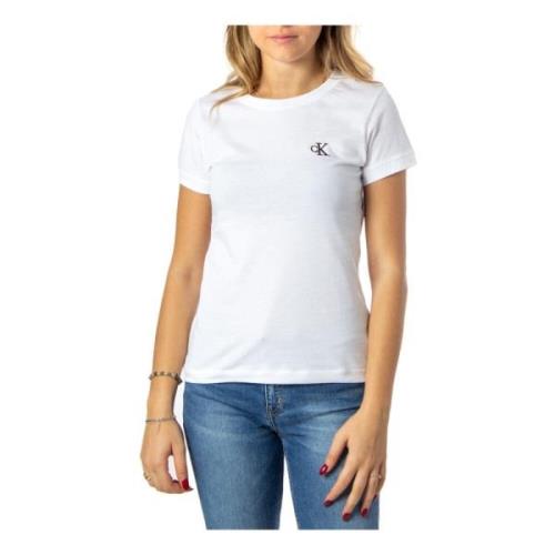 Wit Print T-Shirt voor Vrouwen Calvin Klein Jeans , White , Dames