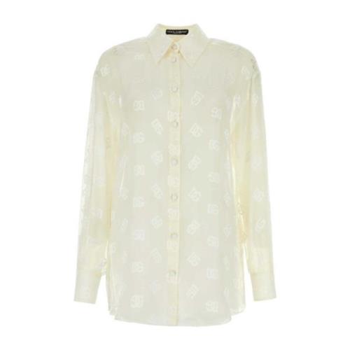 Doorschijnende Ivory Viscose Blend Shirt Dolce & Gabbana , White , Dam...