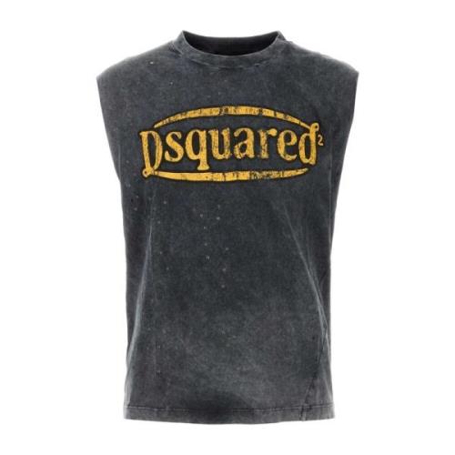 Donkergrijze katoenen tanktop Dsquared2 , Gray , Heren