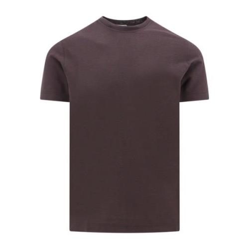 Bruine Geribbelde T-shirt Zanone , Brown , Heren
