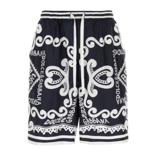Gedrukte twill bermuda shorts Dolce & Gabbana , Blue , Heren