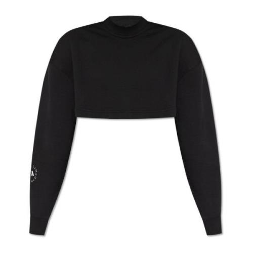 Cropped sweatshirt met logo Adidas by Stella McCartney , Black , Dames