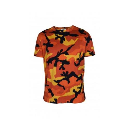 Camo Print T-Shirt Valentino Garavani , Orange , Heren