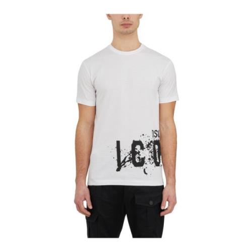 Katoenen Icon T-Shirt Dsquared2 , White , Heren