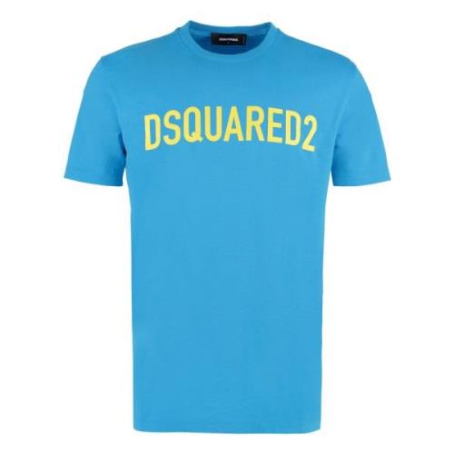 Stretch katoenen T-shirt Dsquared2 , Blue , Heren