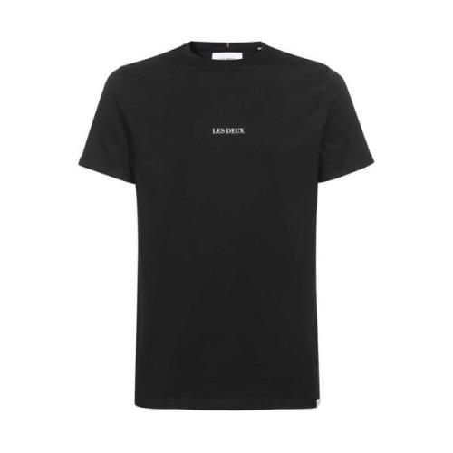 Contrasterend Logo Katoenen T-shirt Les Deux , Black , Heren